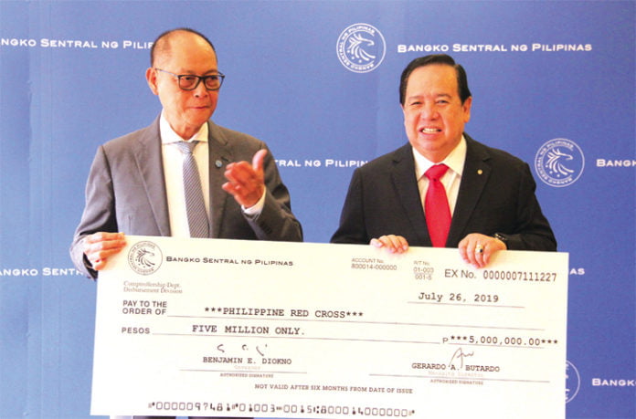 Central Bank donates P5 million to PHL Red Cross