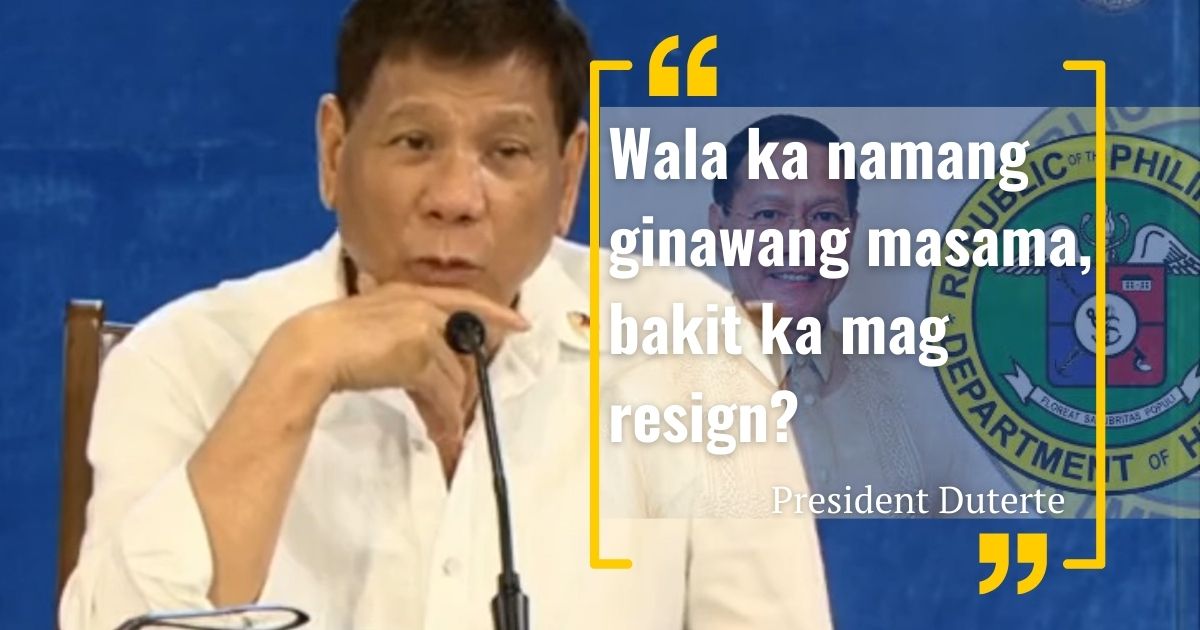 President Duterte on Duque Resignation