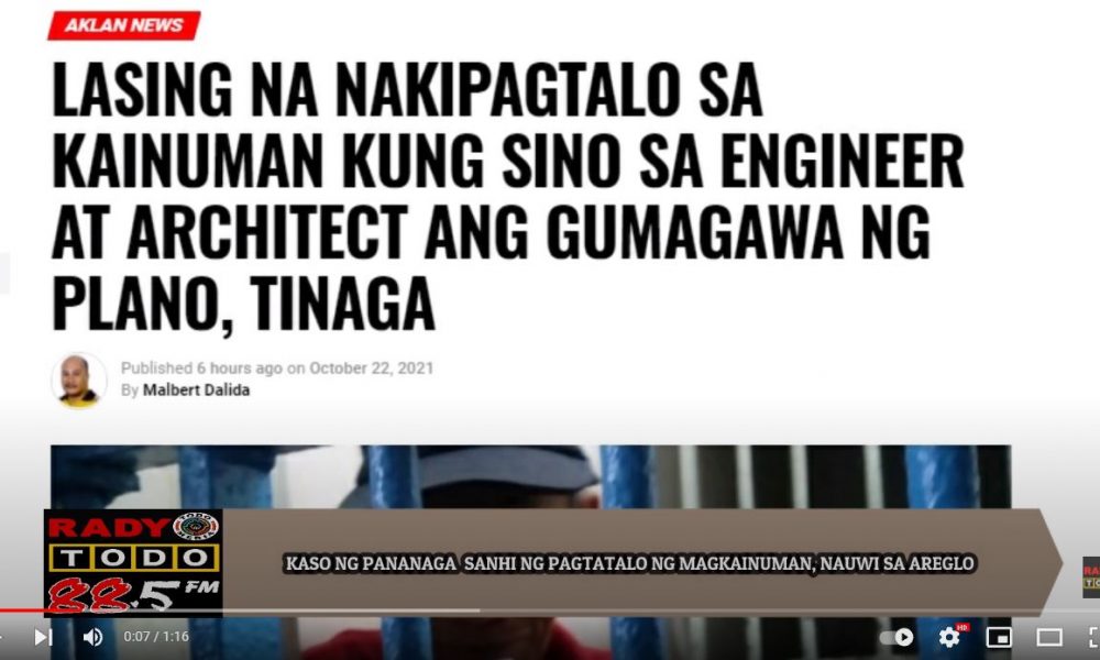 VIDEO REPORT - KASO NG PANANAGA SANHI NG PAGTATALO NG MAGKAINUMAN, NAUWI SA AREGLO