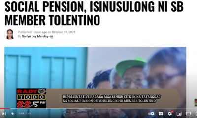 VIDEO REPORT - REPRESENTATIVE PARA SA MGA SENIOR CITIZEN NA TATANGGAP NG SOCIAL PENSION ISINUSULONG