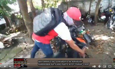 VIDEO REPORT - MOTORSIKLO NG GUWARDIYA NA NINAKAW, NAREKOBER NA, ILANG PARTE NITO, 'TSINAP CHOP'