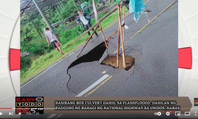 VIDEO REPORT - NASIRANG BOX CULVERT DAHIL SA FLASHFLOOOD, DAHILAN NG PAGGUHO NG BAHAGI NG NATIONAL HIGHWAY SA NABAS