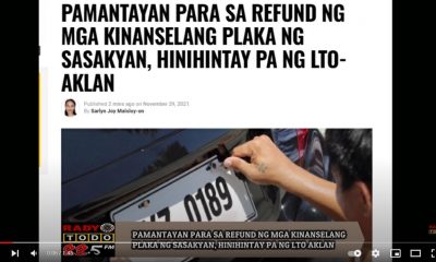 VIDEO REPORT - PAMANTAYAN PARA SA REFUND NG MGA KINANSELANG PLAKA NG SASAKYAN, HINIHINTAY PA NG LTO AKLAN