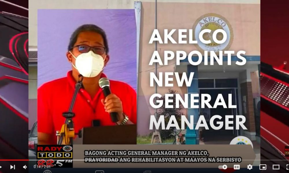 VIDEO REPORT - BAGONG ACTING GENERAL MANAGER NG AKELCO, PRAYORIDAD ANG REHABILITASYON AT MAAYOS NA SERBISYO