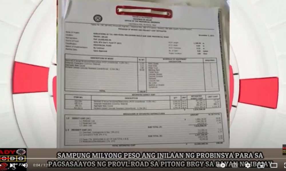 VIDEO REPORT - SAMPUNG MILYONG PESO ANG INILAAN NG PROBINSYA PARA SA PAGSASAAYOS NG PROVL. ROAD SA 7 BRGY SA IBAJAY