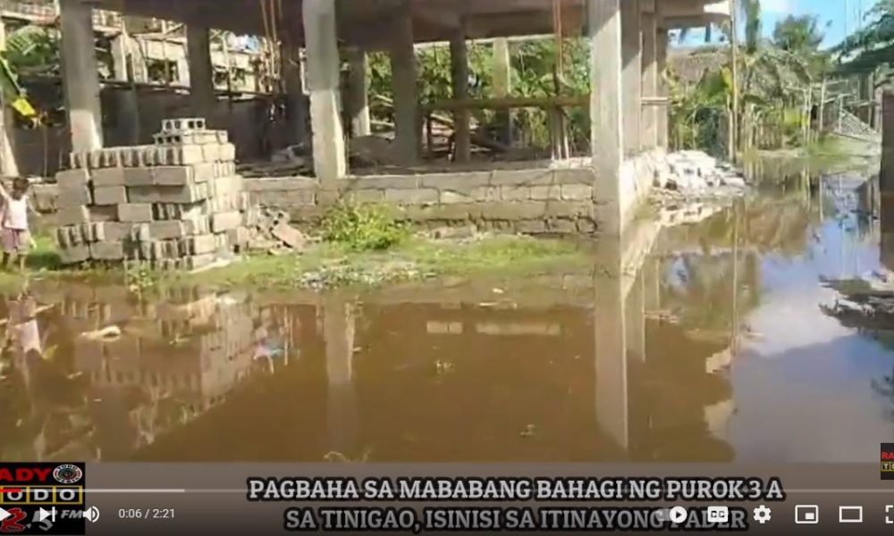 VIDEO REPORT - PAGBAHA SA MABABANG BAHAGI NG PUROK 3 A SA TINIGAO, ISINISI SA ITINAYONG PADER