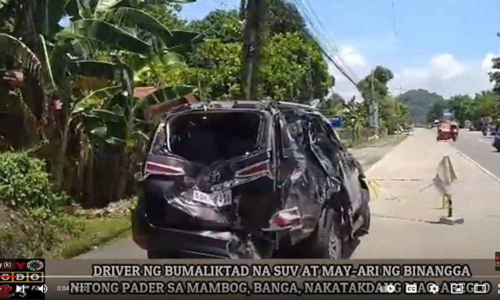 VIDEO REPORT - DRIVER NG BUMALIKTAD NA SUV AT MAY-ARI NG BINANGGA NITONG PADER SA MAMBOG, BANGA