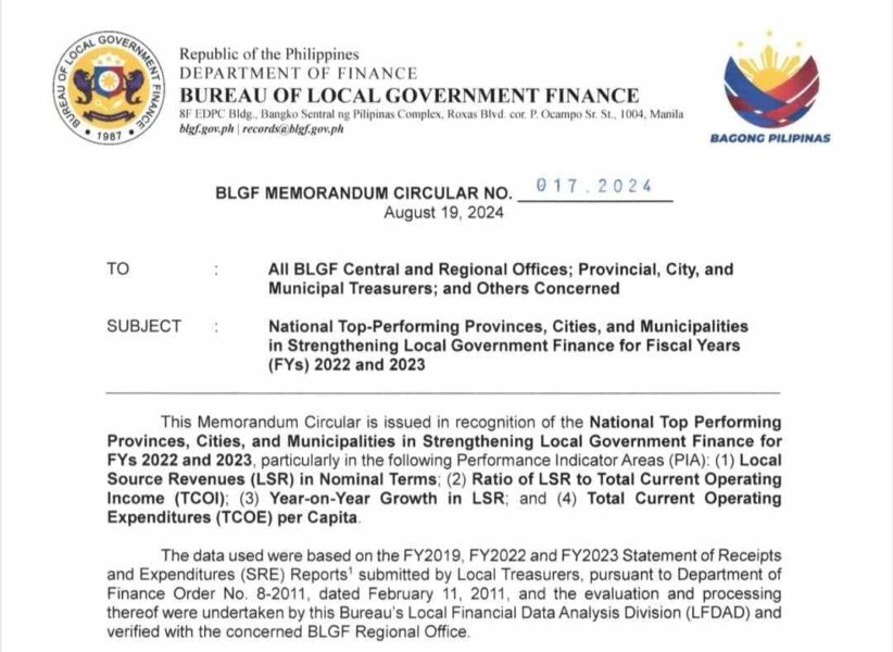 Aklan, Ika-4 na Pinakamahusay sa National Finance Performance