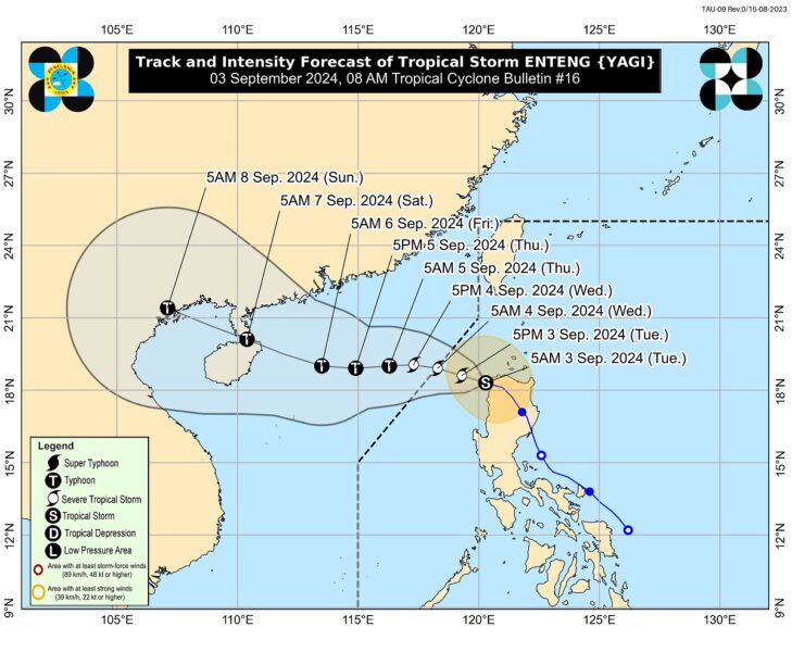 Bagyong Enteng lalabas mula sa PAR sa Miyerkules.