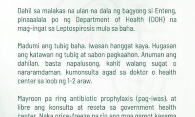 DOH, pinaalalahanan ang publiko na mag-ingat sa Lepto mula sa baha ni Enteng